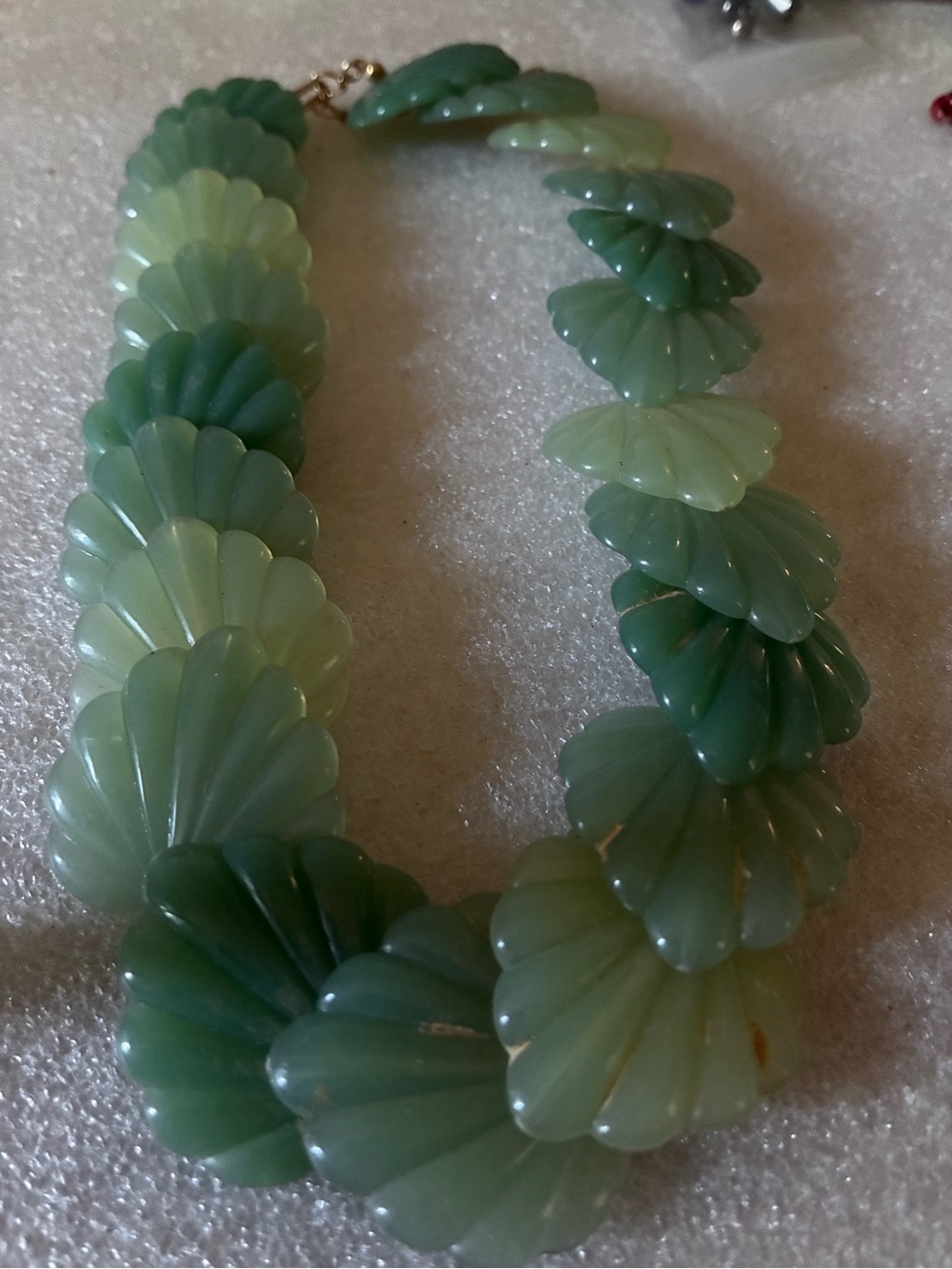Green Shell-lucite Statement Necklace -